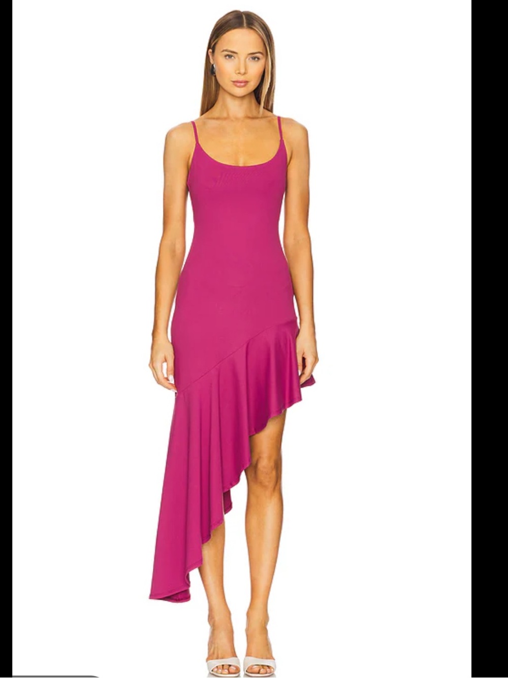 Susana Monaco Womens  Asymmetrical Ruffled String Midi Dress, wild berry